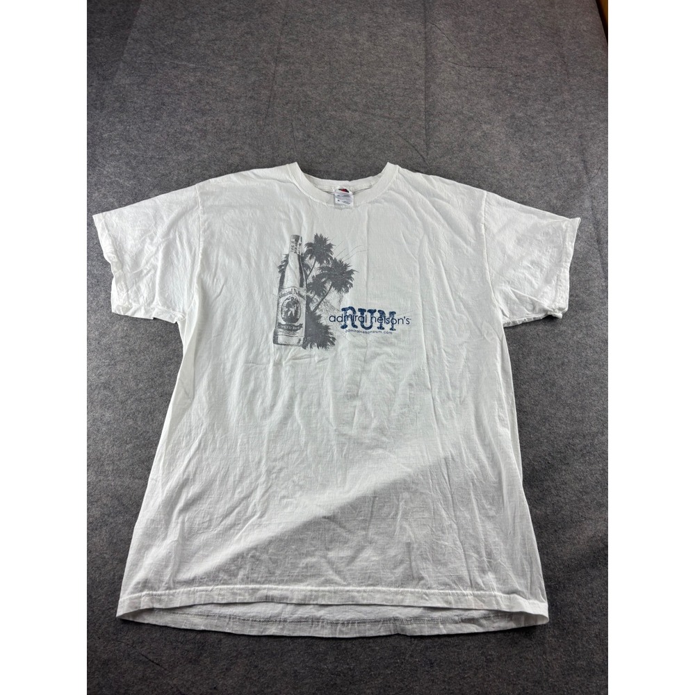 Admiral Nelson's Spiced Rum Graphic T-Shirt Mens XL White Fruit of the Loom Tee